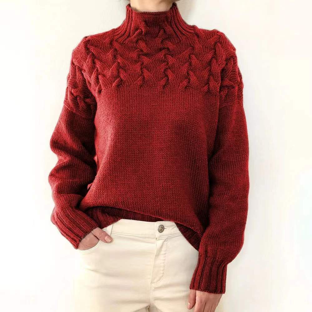 Pull décontracté à col roulé uni