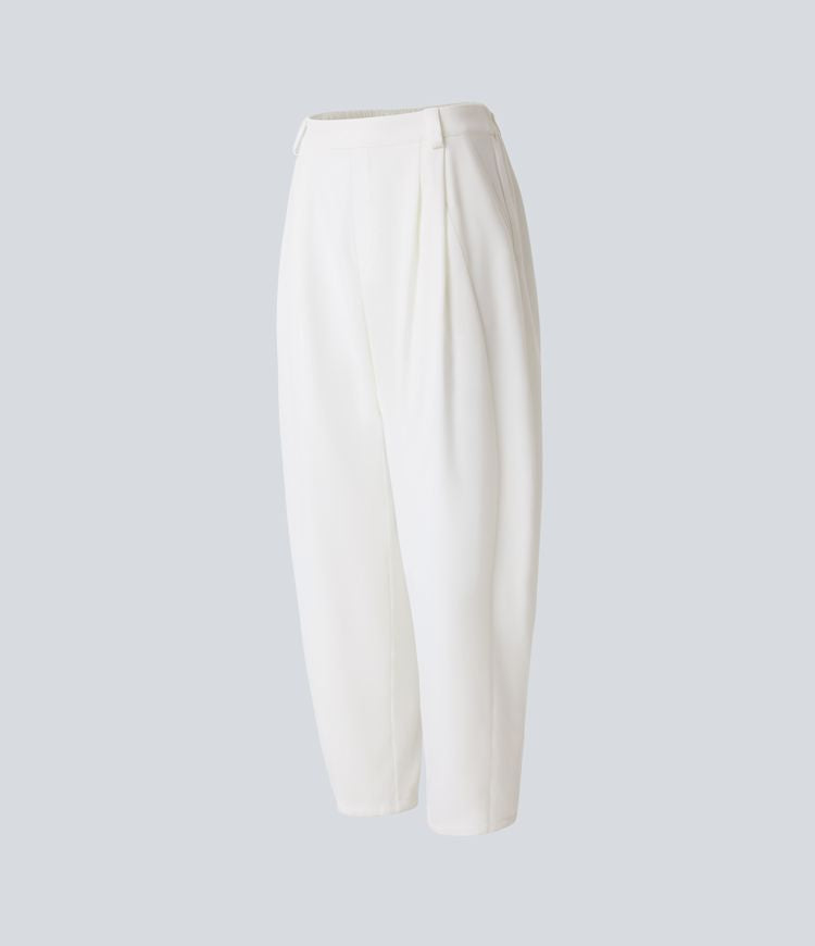 Roseau™|Pantalon Tailleur Plissé Taille Mi-Haute Poches Latérales