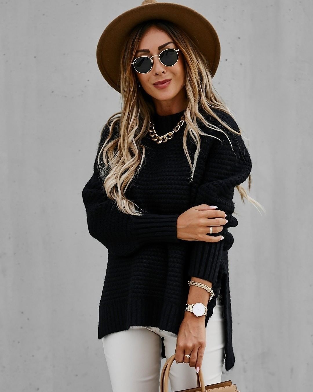 Pull Tricoté avec Fente Latérale