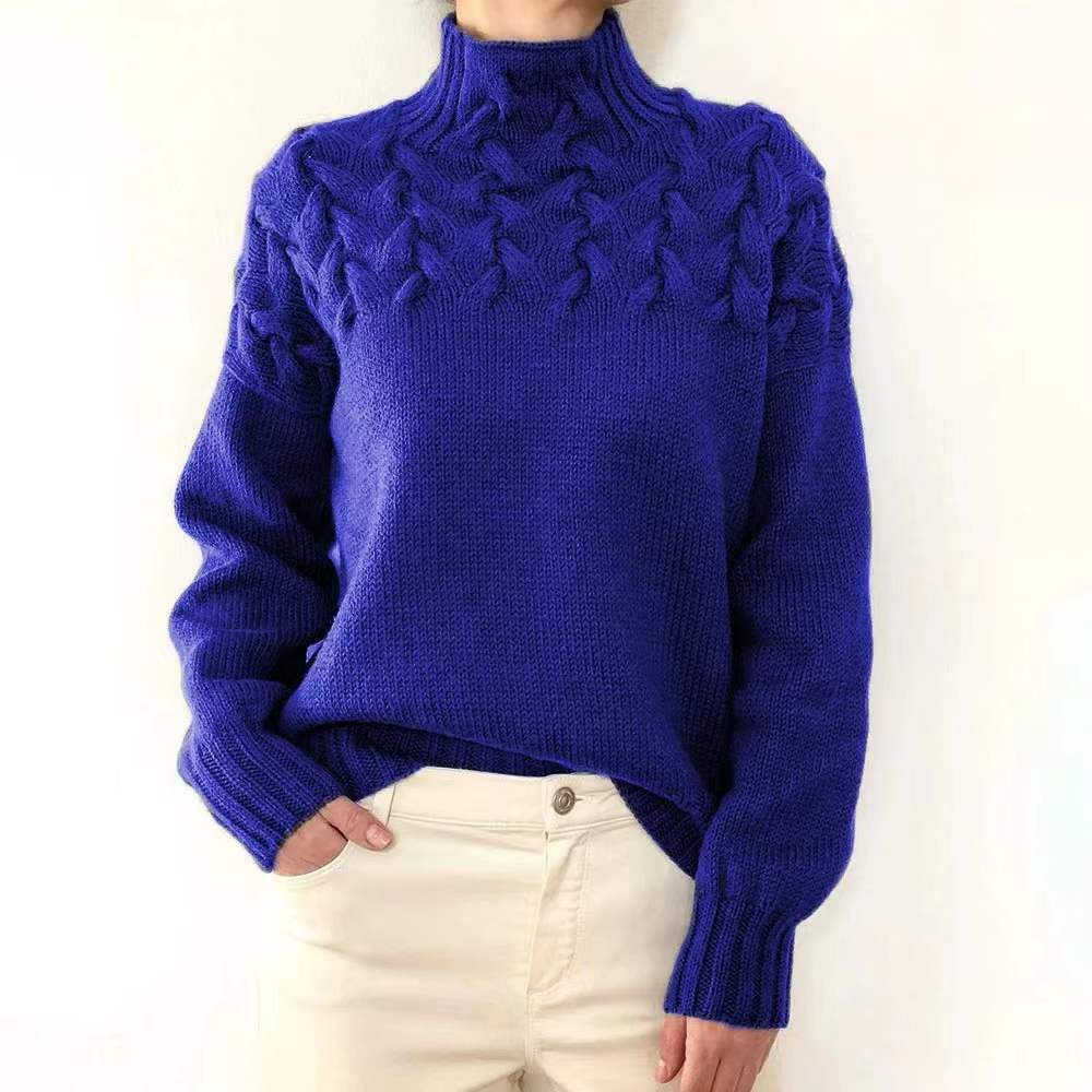 Pull décontracté à col roulé uni