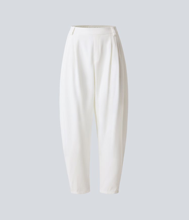 Roseau™|Pantalon Tailleur Plissé Taille Mi-Haute Poches Latérales