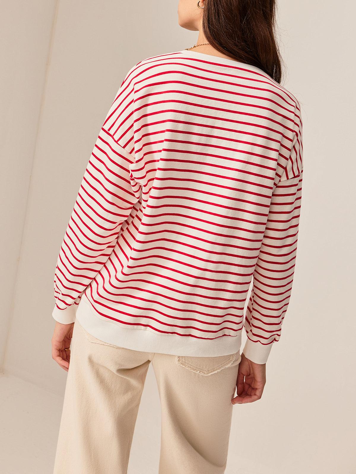 Pull Rayé avec Détails Contrastants