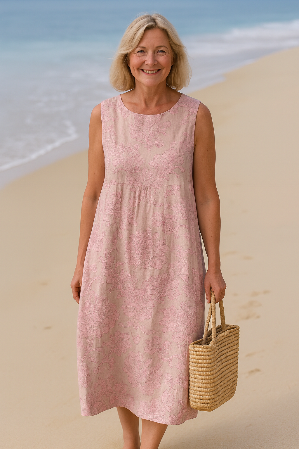 Orasto | Robe d'Été à Imprimé Floral Rose et Coupe Légère