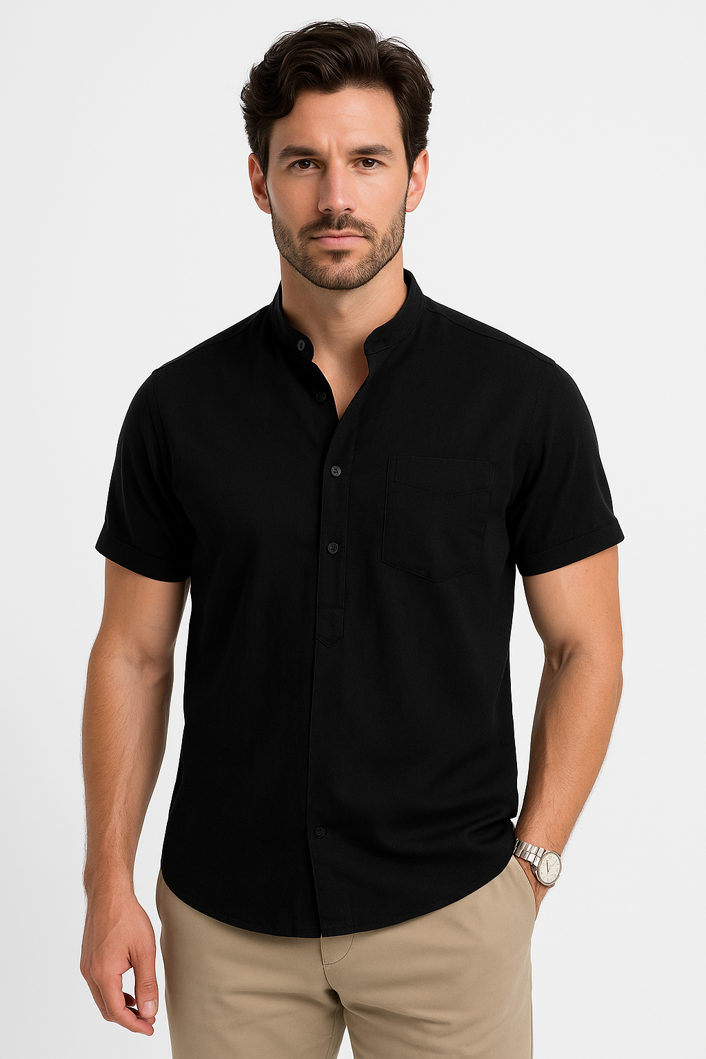 Noiré | Chemise à col mao décontractée