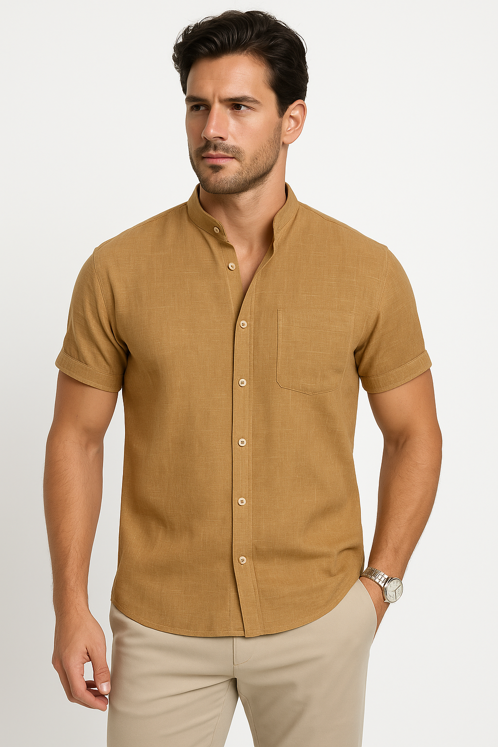 Noiré | Chemise à col mao décontractée