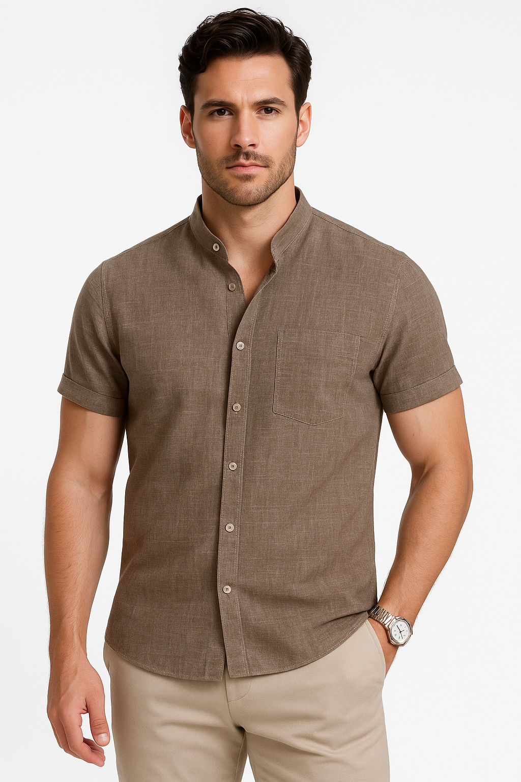 Noiré | Chemise à col mao décontractée