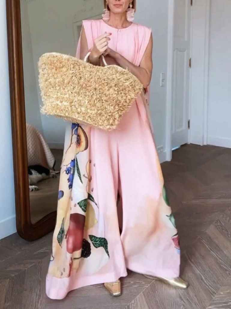 Sans Manches Combinaison à Motif Floral