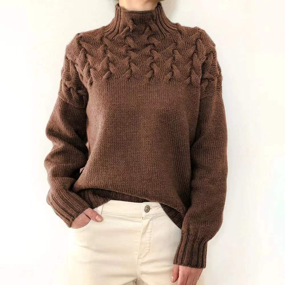 Pull décontracté à col roulé uni