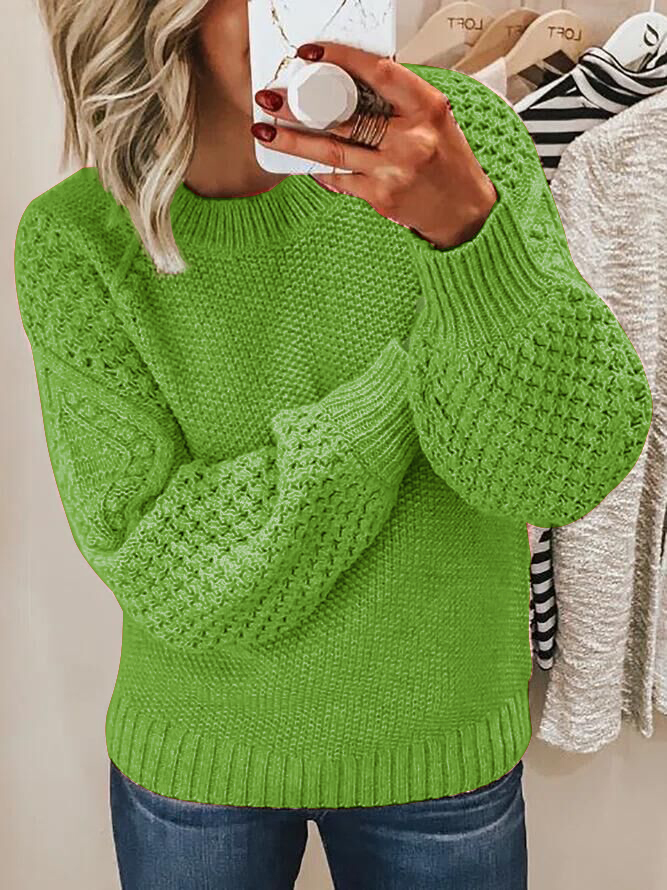 Pull jacquard à col rond en maille