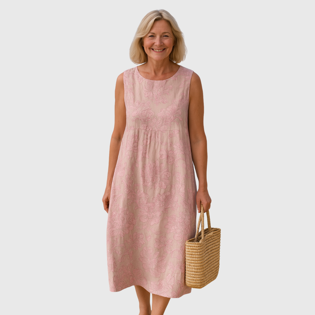 Orasto | Robe d'Été à Imprimé Floral Rose et Coupe Légère