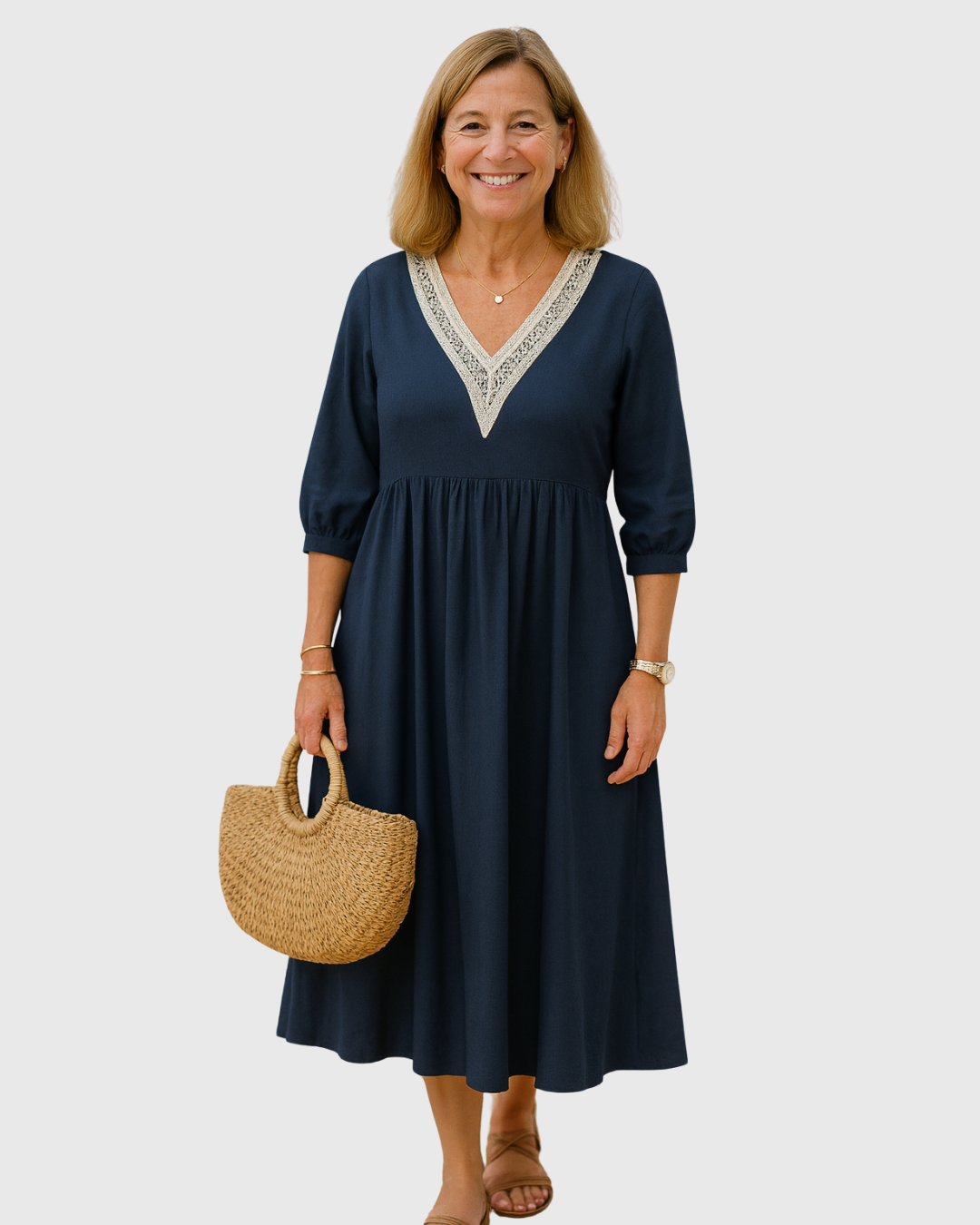 Orasto | Élégante robe d'été à décolleté en V et coupe ample confortable