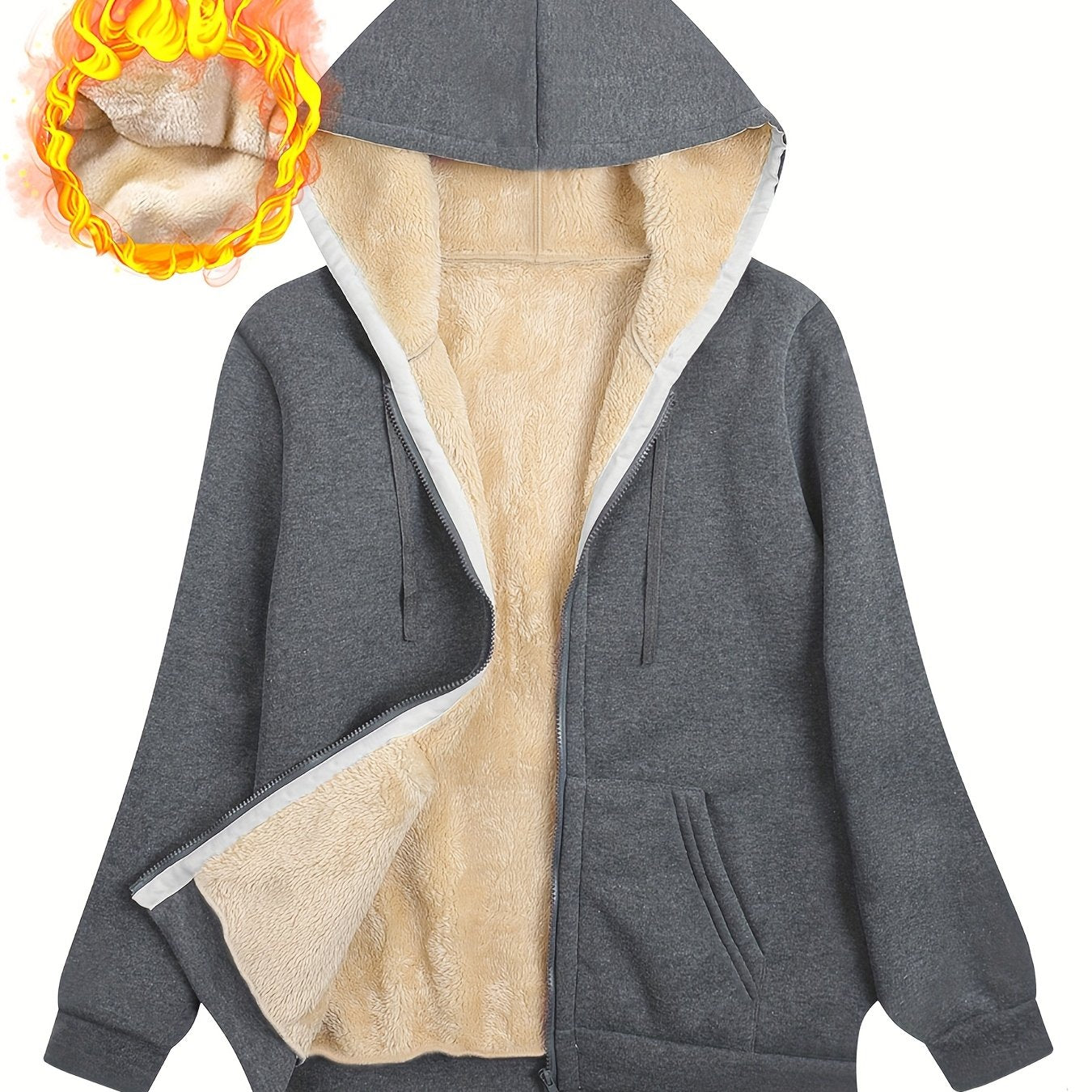 Sweat à capuche zippé – Gris foncé
