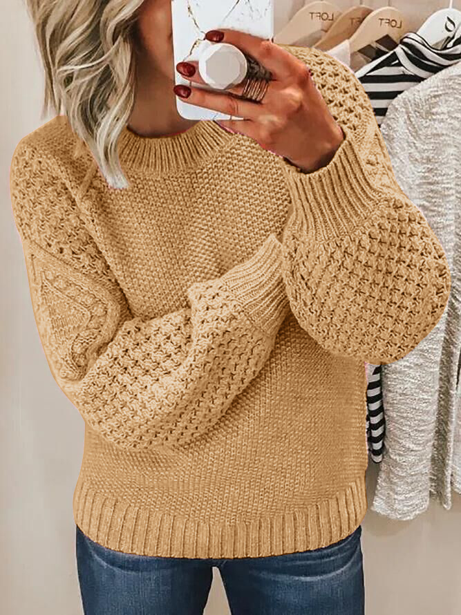 Pull jacquard à col rond en maille