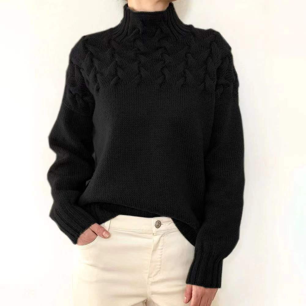 Pull décontracté à col roulé uni