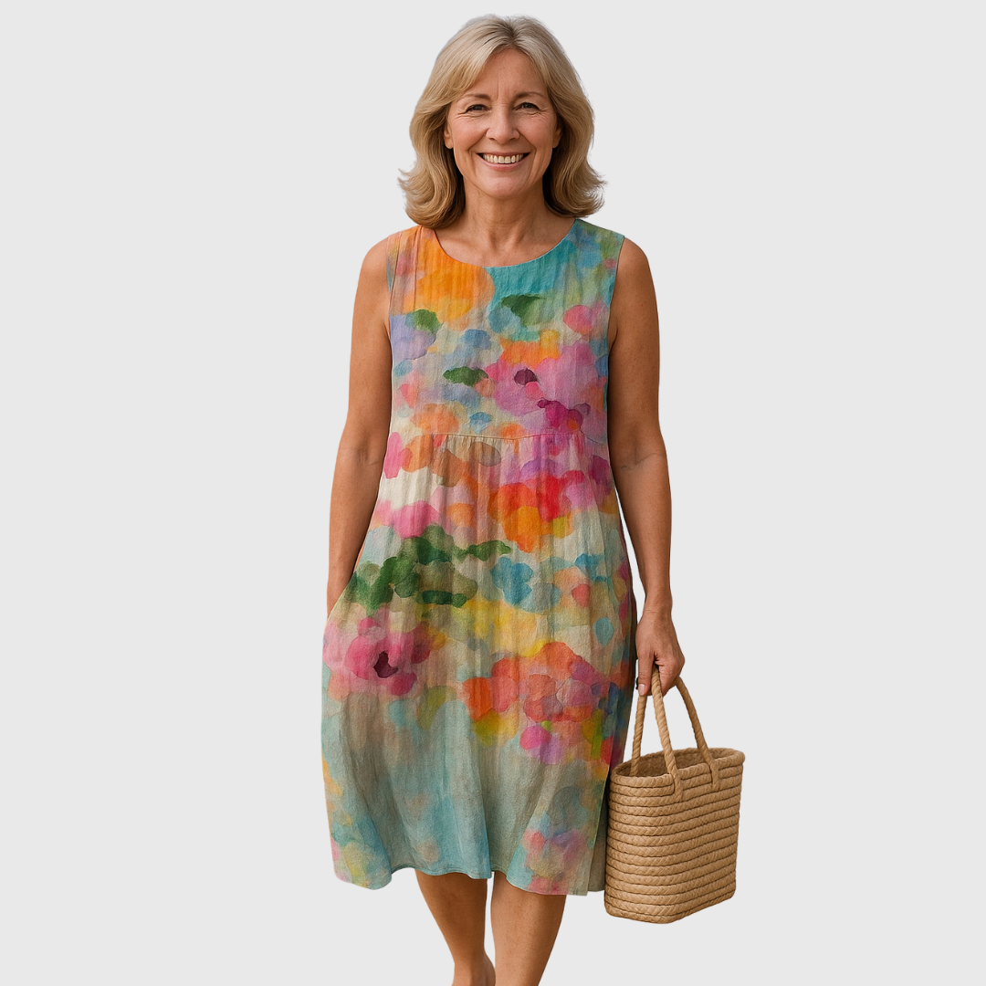 Orasto | Robe d'Été Colorée à Imprimé Artistique et Silhouette Ample