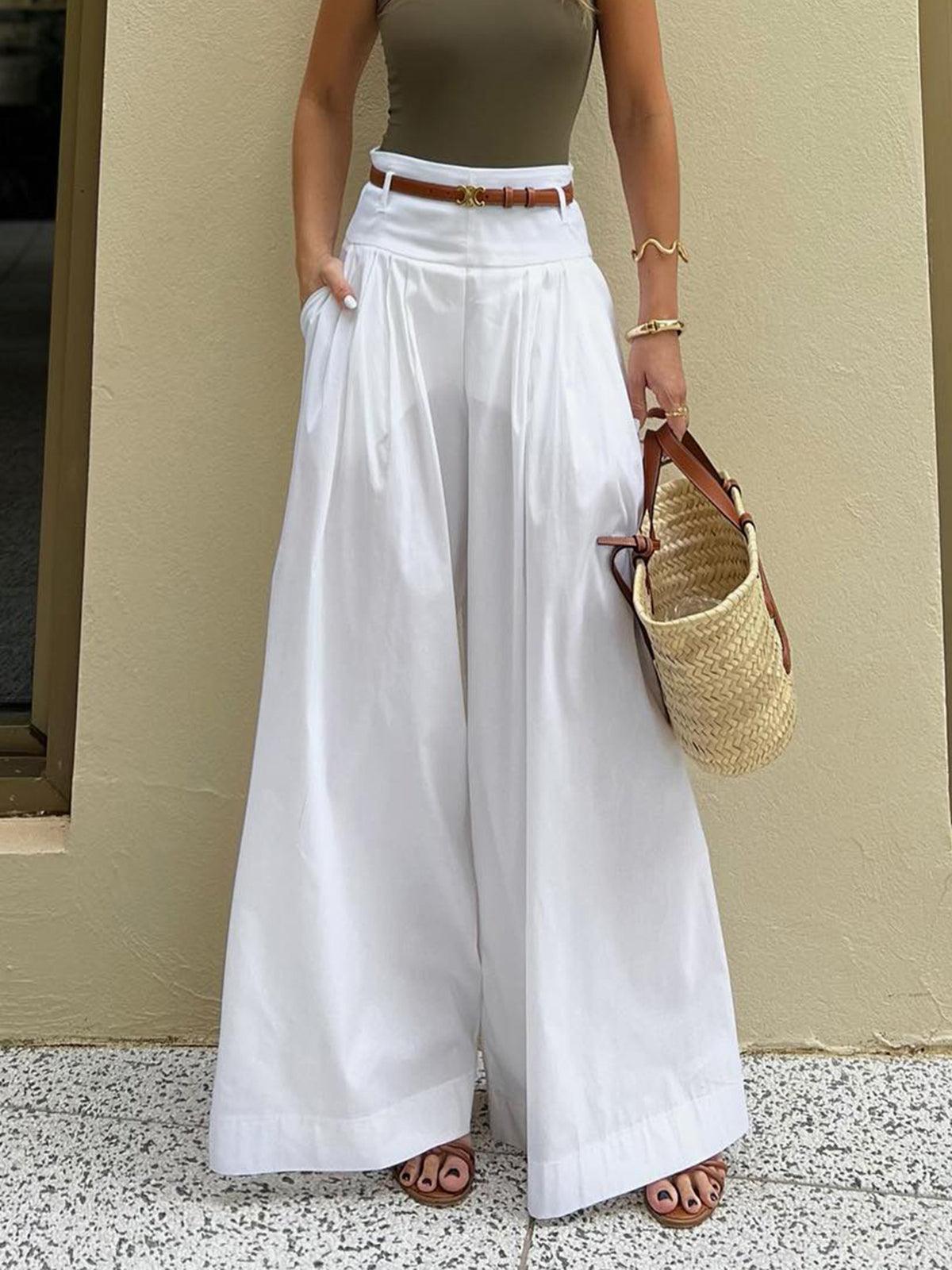 Pantalons en coton à larges plis