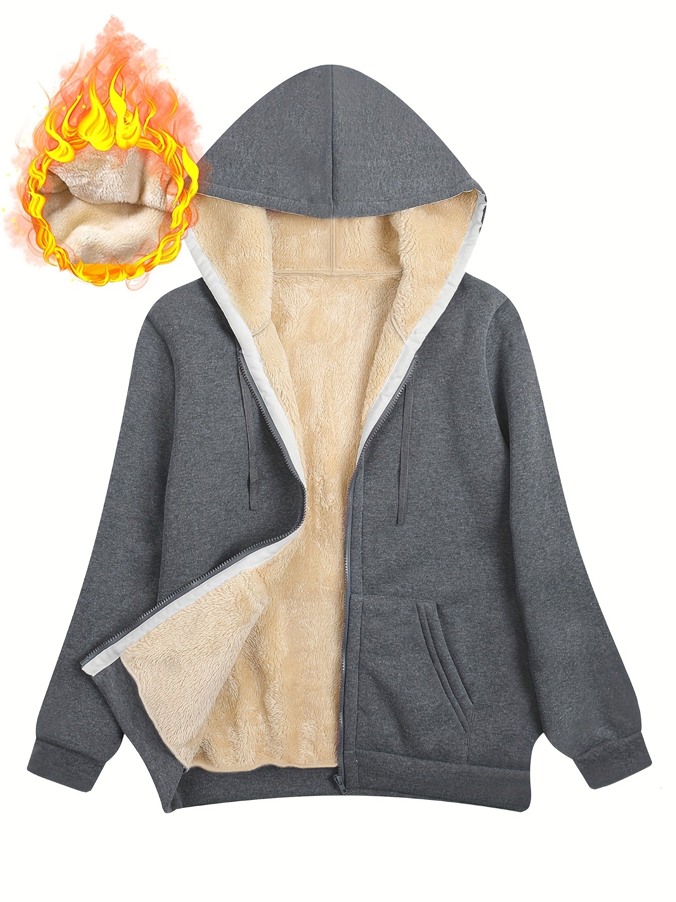 Sweat à capuche zippé – Gris foncé