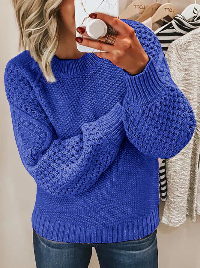 Pull jacquard à col rond en maille
