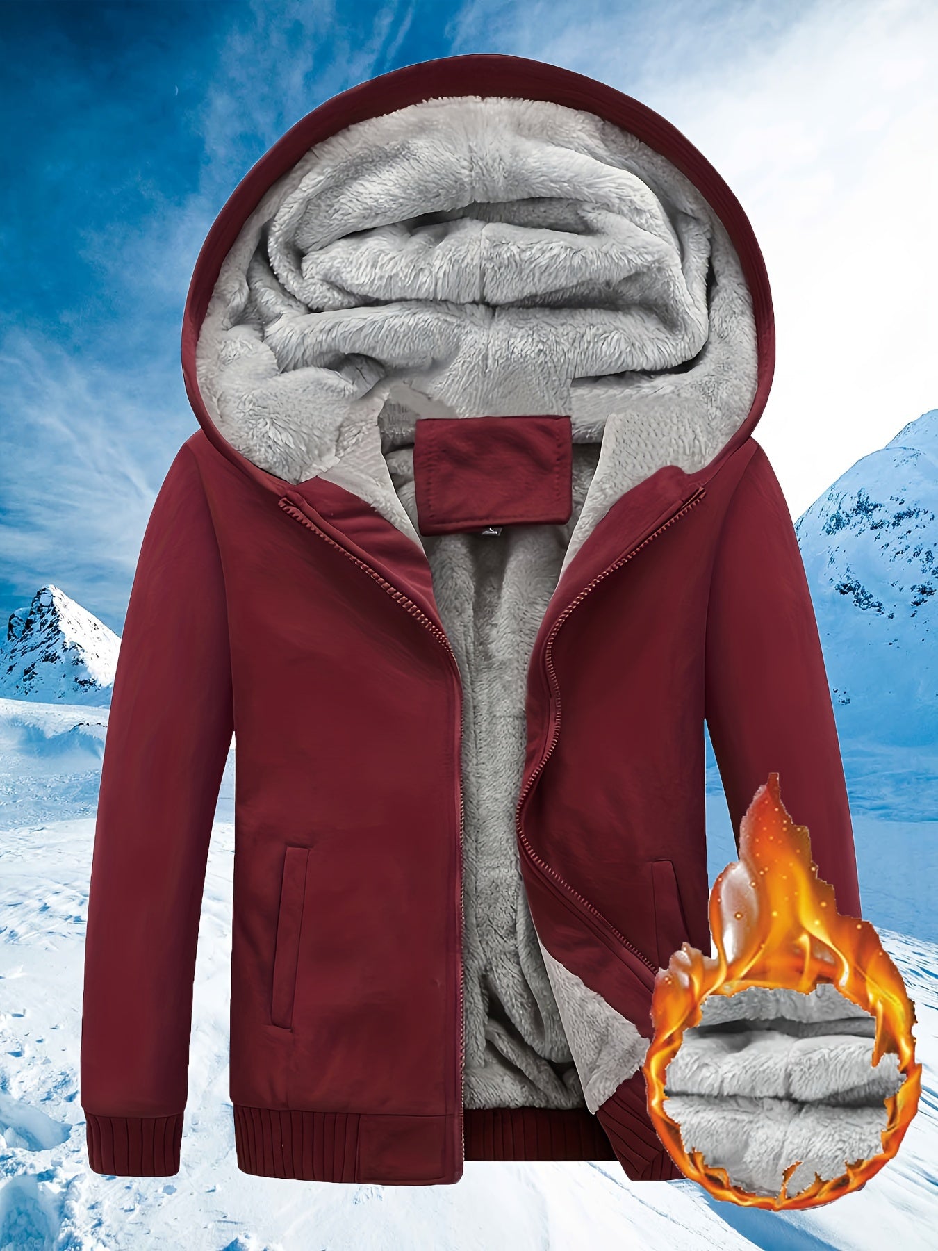 Veste à capuche doublée en fourrure – Bleu arctique